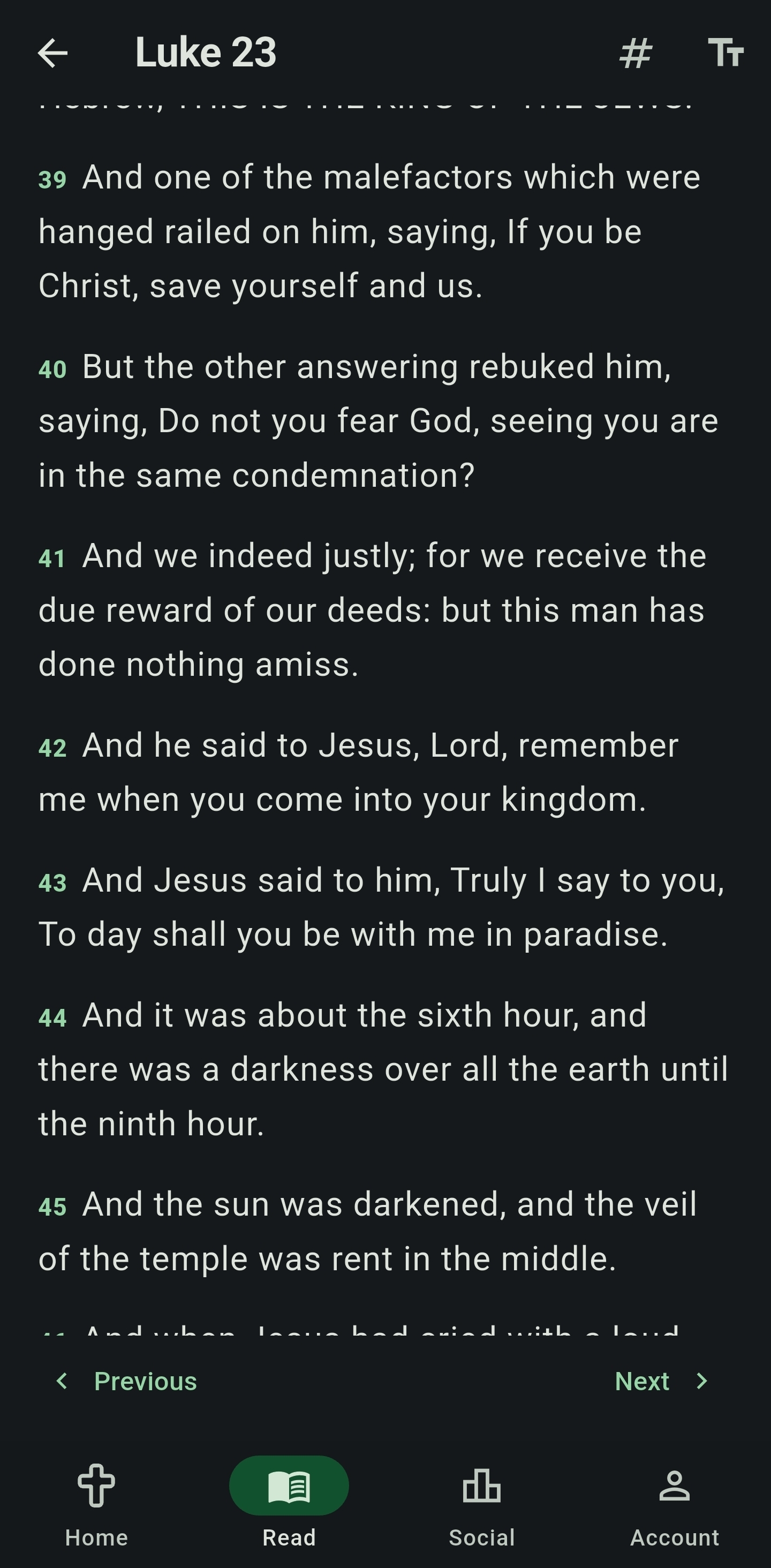 Reading Scripture in the app