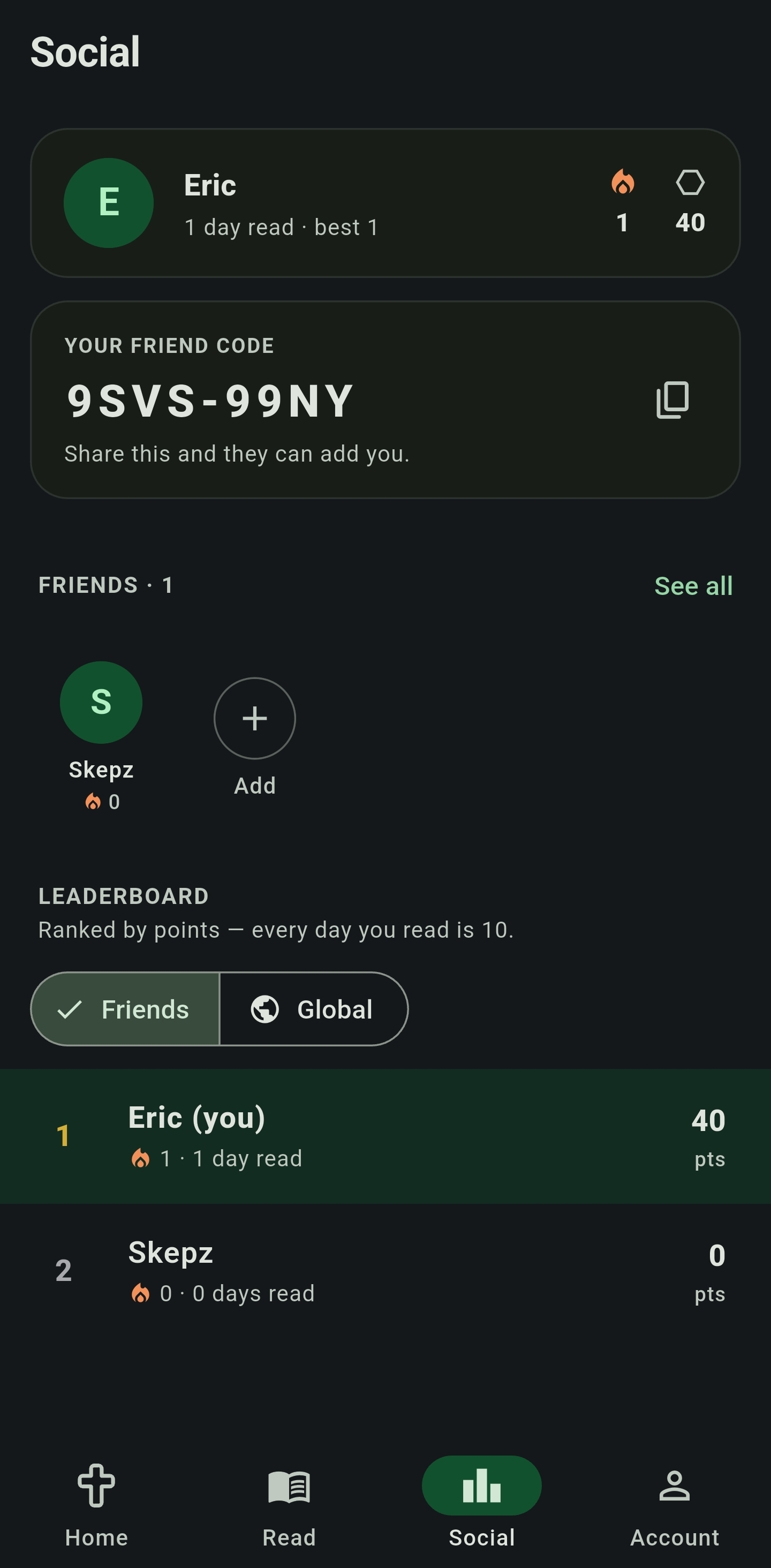 Friends and leaderboard